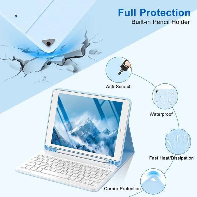 Alt view image 6 of 7 - for iPad 9th Gen 2021 Case with Keyboard 10.2 inch, for iPad 8th Gen 2020/7th Gen 2019/Air 3/Pro 10.5 Keyboard Case, Detachable Wireless Bluetooth Keyboard with Pencil Holder for iPad 2021 9th