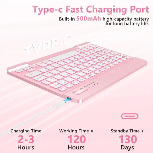 Alt view image 6 of 7 - Keyboard Case for iPad 9th 8th 7th Generation 10.2 inch, Detachable 7 Colors Backlit for iPad 9th Generation Case with Keyboard, Keyboard Cover for iPad Pro 10.5"/Air 3rd Gen with Pencil Holder