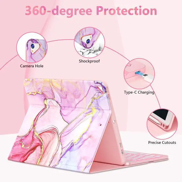 Alt view image 7 of 7 - Keyboard Case for iPad 9th 8th 7th Generation 10.2 inch, Detachable 7 Colors Backlit for iPad 9th Generation Case with Keyboard, Keyboard Cover for iPad Pro 10.5"/Air 3rd Gen with Pencil Holder