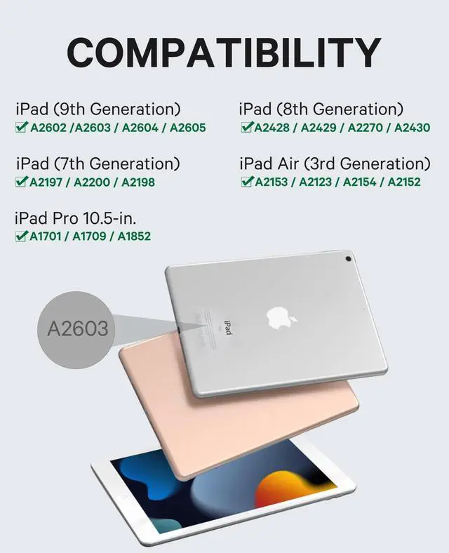 Alt view image 2 of 7 - Keyboard Case for iPad 9th Generation 10.2", iPad 8th/ 7th/Air 3, Detachable Wireless Keyboard Case for Pro 10.5 inch, 7 Color Backlit, Stain-Resistant Cover, 2 BT Connection, Pink