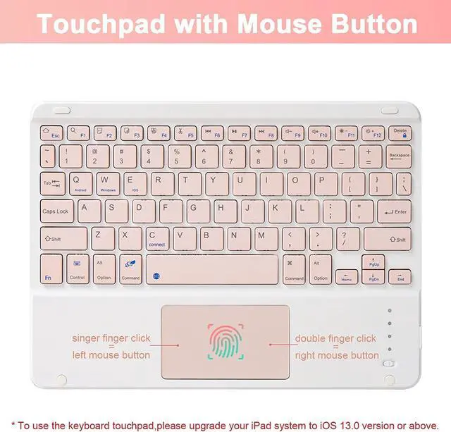 Alt view image 3 of 7 - Wireless Keyboard Case with Touchpad for iPad 10.2" 9th 8th 7th Generation, Detachable Bluetooth Keyboard with Pencil Holder for iPad 10.2 Inch/iPad Air 10.5"(3rd Gen)/iPad Pro 10.5 in, Pink