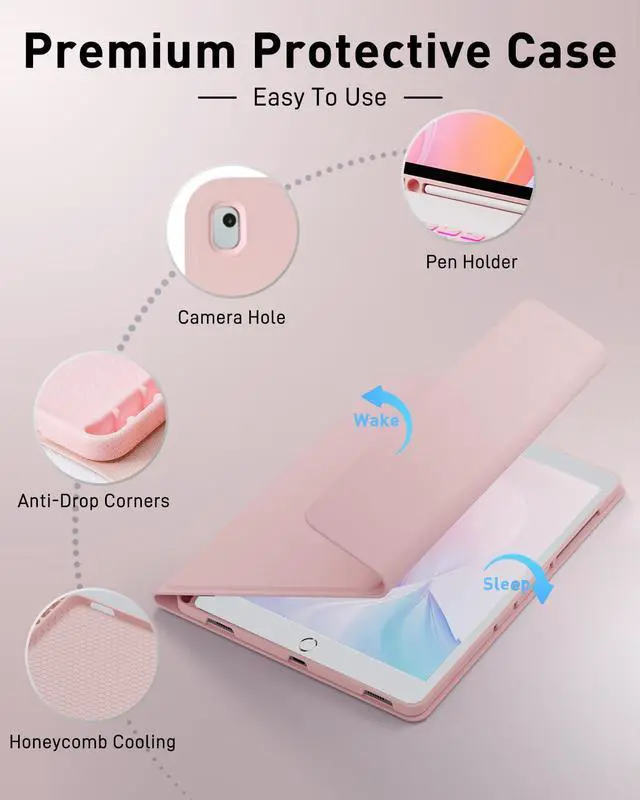 Alt view image 7 of 7 - for iPad 9th / 8th / 7th Generation 10.2 inch & iPad Air 3rd Gen & iPad Pro 10.5 inch Case with 7 Color Backlit Keyboard - Built in Pencil Holder with Mouse (Pink)