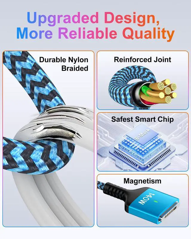 Alt view image 5 of 7 - USB-C to Magnetic 3 Cable 6 Feet, 140W Fast MacBook Air Charger Cord Apple MagSafe 3 Cable for MacBook Air 15''/13'' M4 2025, M3 2024, M2-2023/2022, Mac Book Pro 16"/14" M4 2024, M22023, M1 2021