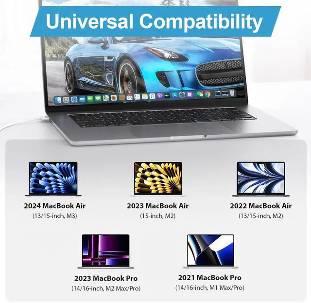 Alt view image 2 of 6 - 140W Mac Book Pro Charger,USB-C Power Adapter Charger for 14 16 inch 2021 2023 M1 M2, 13 15 inch M2 M3 2022 2023 2024, 6.6 FT Braided Magnetic USB-C to Mag 3 Cable with LED Indicator