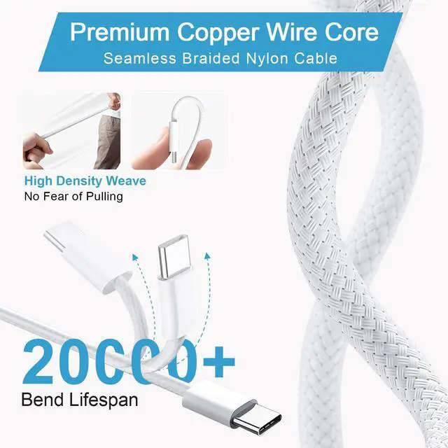 Alt view image 5 of 6 - 140W Mac Book Pro Charger,USB-C Power Adapter Charger for 14 16 inch 2021 2023 M1 M2, 13 15 inch M2 M3 2022 2023 2024, 6.6 FT Braided Magnetic USB-C to Mag 3 Cable with LED Indicator