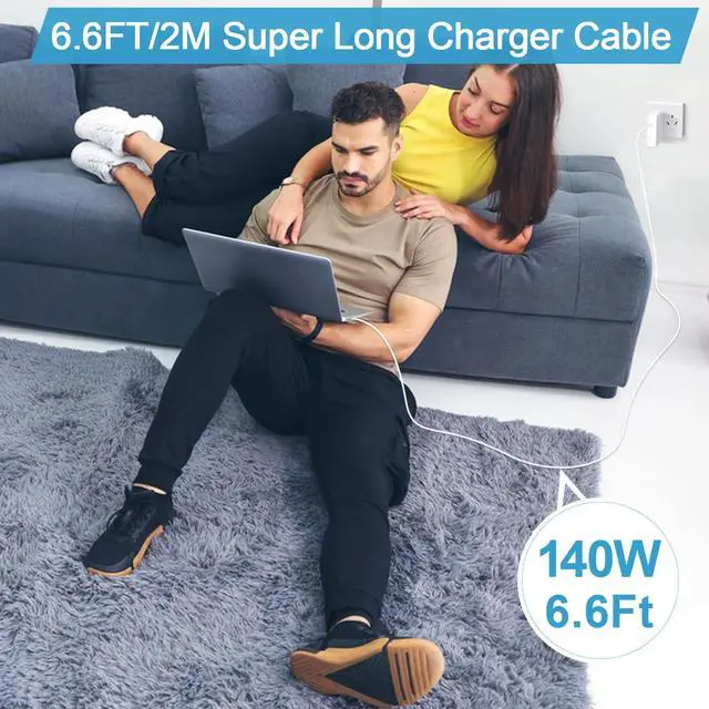 Alt view image 6 of 6 - 140W Mac Book Pro Charger,USB-C Power Adapter Charger for 14 16 inch 2021 2023 M1 M2, 13 15 inch M2 M3 2022 2023 2024, 6.6 FT Braided Magnetic USB-C to Mag 3 Cable with LED Indicator