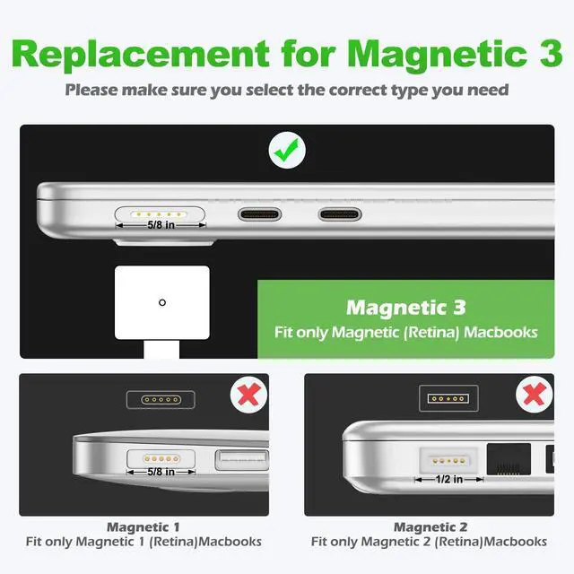 Alt view image 3 of 7 - 140W USB C to Magnetic 3 Safe Charging Cable(2 M/6.6 ft) for M5/M4/M3/M2 MacBook Pro Air Charger Cord for MacBook Pro (16"/14" 2025/2024/2023/2021), Air (13"/15" 2025/2024/2023/2022) White
