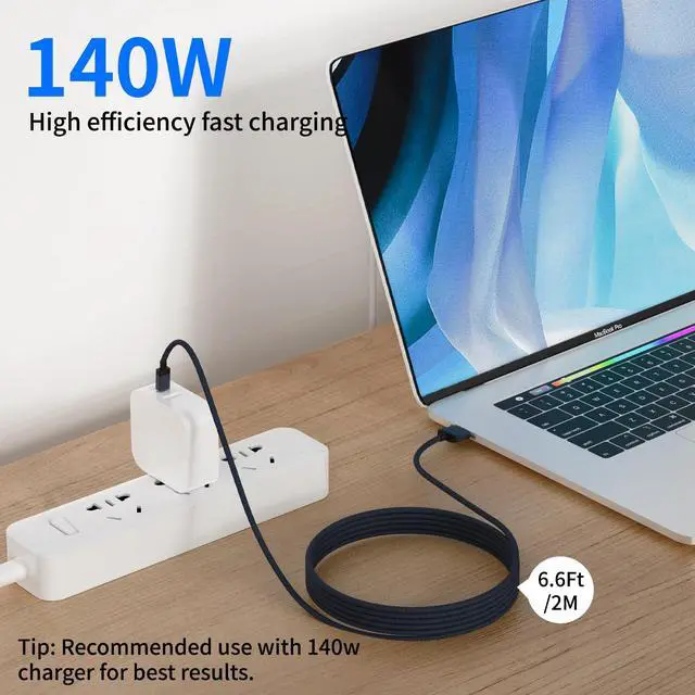 Alt view image 3 of 7 - 140W USB-C to Magnetic 3 Cable (6.6ft), Fast Charging for MacBook Air (15''/13'' M4 2025, M3 2024, M2 2023, M2 2022), Pro (16"/14" 2024/2023/2021) Blue