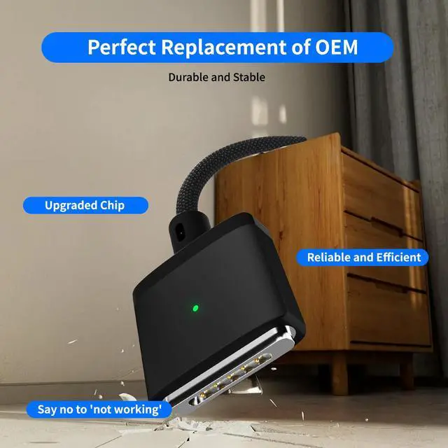 Alt view image 6 of 7 - 140W USB-C to Magnetic 3 Cable (6.6ft), Fast Charging for MacBook Air (15''/13'' M4 2025, M3 2024, M2 2023, M2 2022), Pro (16"/14" 2024/2023/2021) Blue