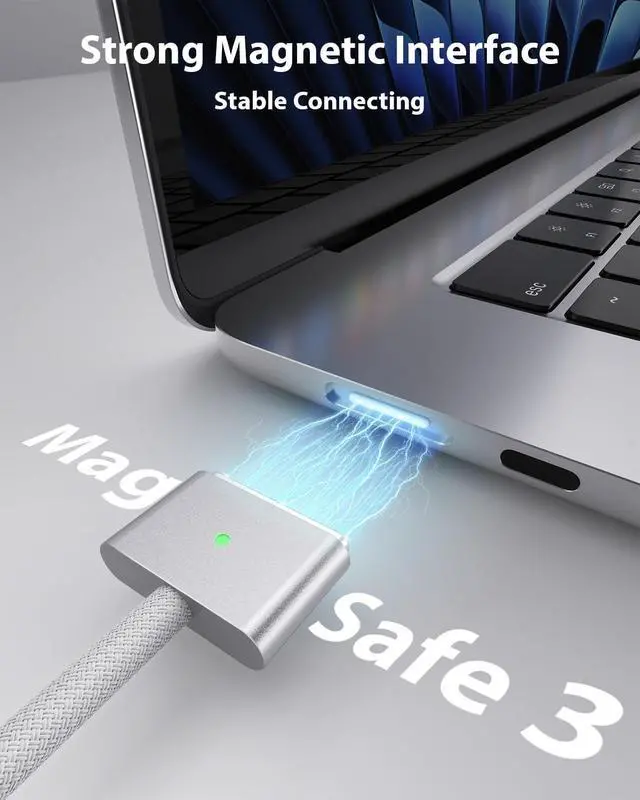 Alt view image 3 of 6 - 140W 6.6 FT Magnetic 3 Cable, Compatible with Mac Book Pro 16 14 inch and Air 15 13 inch 2026 2025 2024 2023 2022 2021,M1 M2 M3 M4 M5(mag 3)