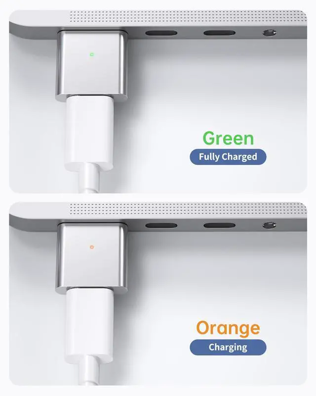 Alt view image 5 of 6 - USB-C to Magnetic 3 Charger Adapter for MacBook Air 15''/13'' M4 2025, M3 2024, M2 2023, M2 2022, MacBookPro 16"/14" 2024/2023/2021, Type-C to Mags 3 Converter with LED Indicator Light, Silver