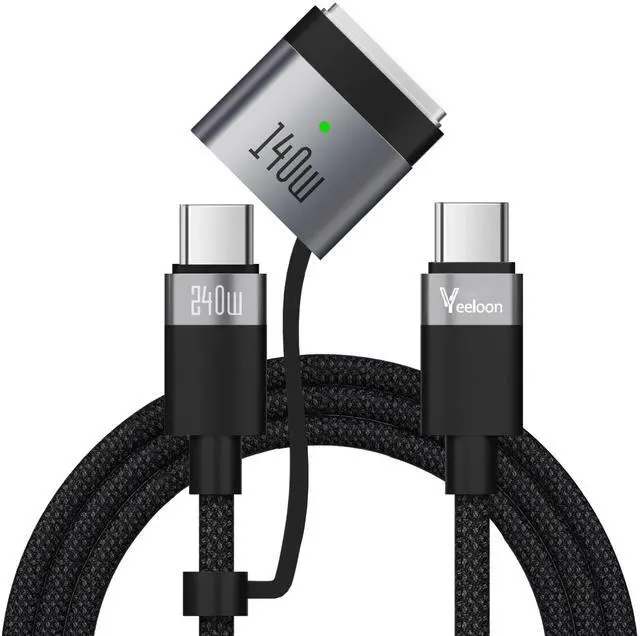 Main image of USB C to Magnetic 3 Cable 6 FT for M4 MacBook Air Pro Charger,140W Magnetic Safe 3 Fast Charging Cable with Type C Adapter for MacBook Air (15''/13'' M4 2025,M3 2024, M2 2023),Pro (16"/14" 2024/2023)