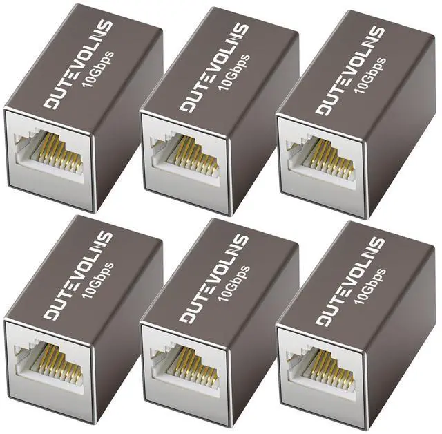 Main image of Ethernet Extender 10Gbps, 6Pack Ethernet Coupler for Cat8 Cat7 Cat6 Cat5 Cable, Aluminum Alloy Shell, 328ft Long Distance Extend (Grey)
