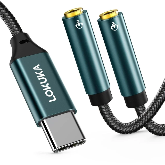 Main image of USB C to Dual 3.5mm Headphone Splitter (4 Feet) Type C to AUX TRRS Audio Adapter with Hi-Res DAC Chip, for USB-C Smartphone, Laptop, Pad to Two Headphones, Speakers, TRRS Microphones
