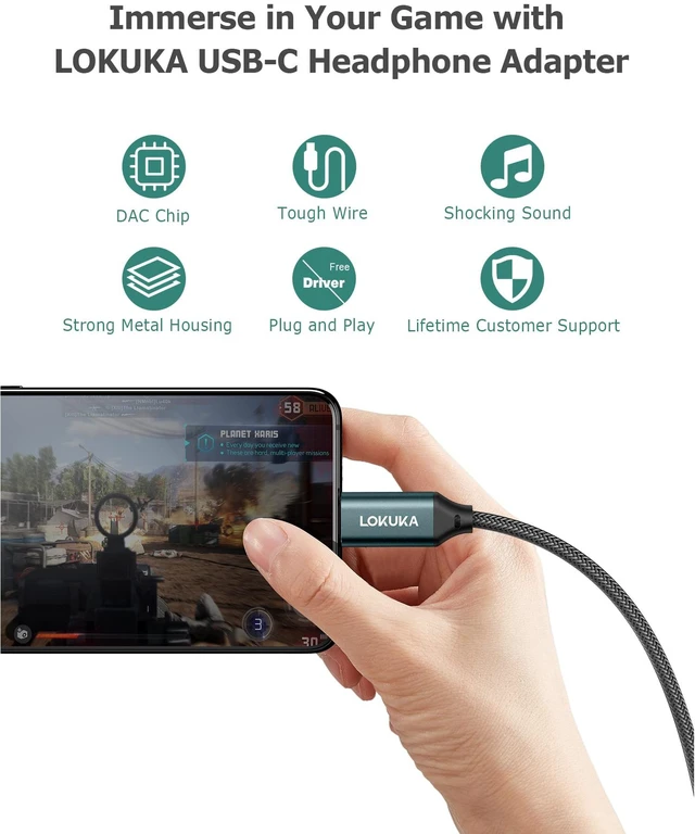 Alt view image 5 of 7 - USB C to Dual 3.5mm Headphone Splitter (4 Feet) Type C to AUX TRRS Audio Adapter with Hi-Res DAC Chip, for USB-C Smartphone, Laptop, Pad to Two Headphones, Speakers, TRRS Microphones