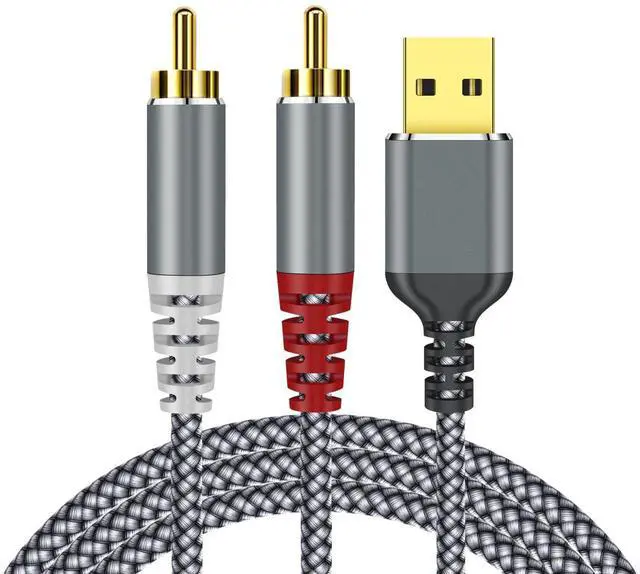 Main image of Compatible with USB to RCA Audio Cable,16FT USB to 2RCA Male Stereo Y Splitter Adapter for USB A Laptop, Linux, Windows, Desktops, PS4 and Amplifiers, Home Theater, Speaker, Grey