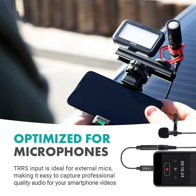 Alt view image 3 of 7 - UCMA-2 3.5mm TRRS Mic to USB-C Adapter for Android, iPhone and GoPro Connect lav and phone mics with a 4-pole plug to Galaxy, Pixel, iPhone 15 and later, USB-C iPads and GoPro HERO cameras