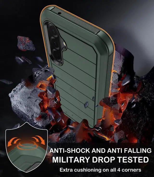 Alt view image 4 of 6 - for Samsung Galaxy A36 5G Case with Belt Clip Holster,2X Screen Protectors & Kickstand,Heavy Duty Shockproof Drop Protection Bumper Military Grade Full Body Rugged Durable Phone Cover (Deep Green)