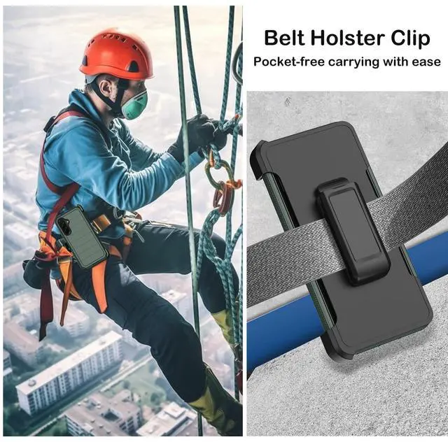 Alt view image 6 of 6 - for Samsung Galaxy A36 5G Case with Belt Clip Holster,2X Screen Protectors & Kickstand,Heavy Duty Shockproof Drop Protection Bumper Military Grade Full Body Rugged Durable Phone Cover (Deep Green)