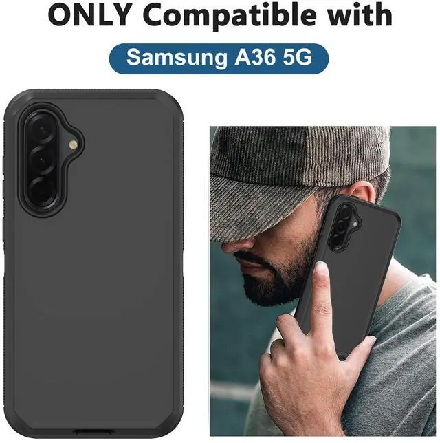Alt view image 2 of 7 - for Samsung Galaxy A36 5G Case, with 2 Screen Protector Heavy Duty Drop Protection, Full Body Rugged Shockproof Dust-Proof Protective Phone Cover for Samsung Galaxy A36 5G (Black)