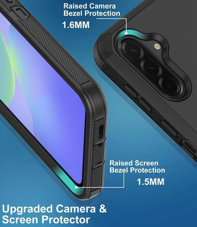 Alt view image 4 of 7 - for Samsung Galaxy A36 5G Case, with 2 Screen Protector Heavy Duty Drop Protection, Full Body Rugged Shockproof Dust-Proof Protective Phone Cover for Samsung Galaxy A36 5G (Black)