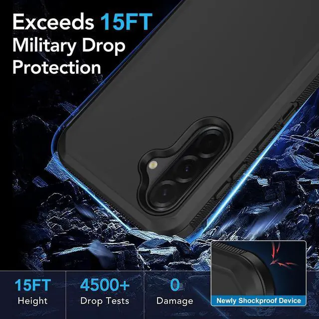 Alt view image 5 of 7 - for Samsung Galaxy A36 5G Case, with 2 Screen Protector Heavy Duty Drop Protection, Full Body Rugged Shockproof Dust-Proof Protective Phone Cover for Samsung Galaxy A36 5G (Black)