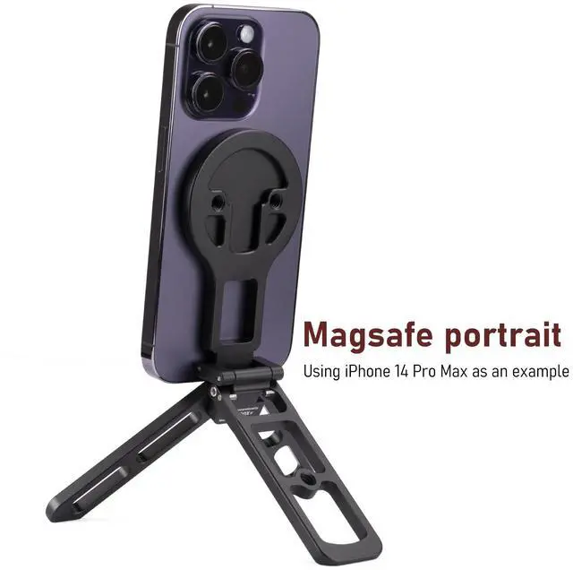 Alt view image 3 of 7 - MagSafe Compatible Pocket-Sized Tripod - Sturdy Magnetic Hold, Height-Adjustable for MagSafe Phones, Ideal for Vlogging