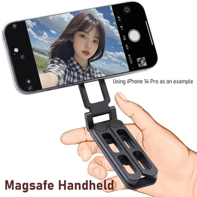 Alt view image 4 of 7 - MagSafe Compatible Pocket-Sized Tripod - Sturdy Magnetic Hold, Height-Adjustable for MagSafe Phones, Ideal for Vlogging