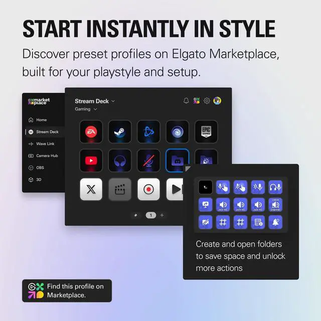 Alt view image 6 of 7 - Elgato Stream Deck Scissor KeysWorkflow Controller with Customizable Macro Keys for OBS, Twitch, Discord, Teams, Photoshop, and MoreUSB-C, Windows 10, macOS 13 or Later