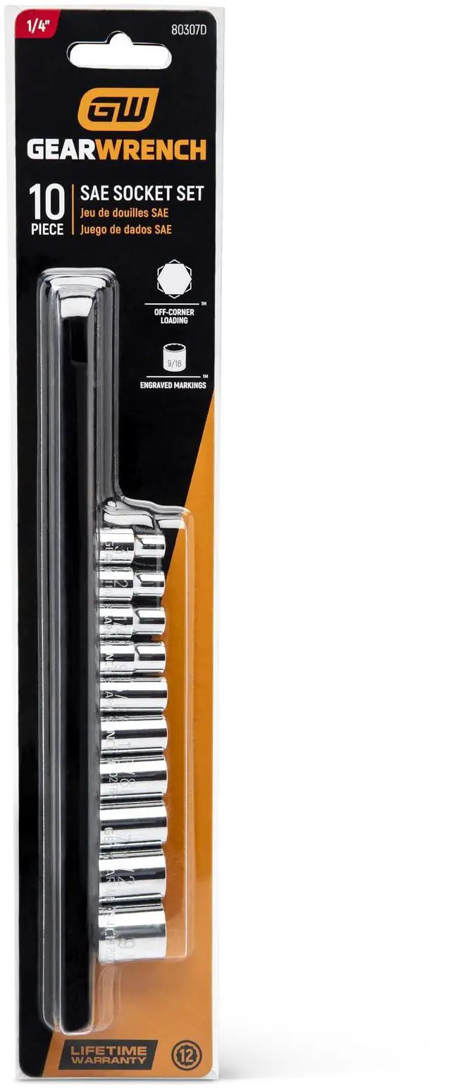 Alt view image 3 of 4 - 10 Pc. 1/4" Drive 12 Pt. Standard Socket Set, SAE - 80307D
