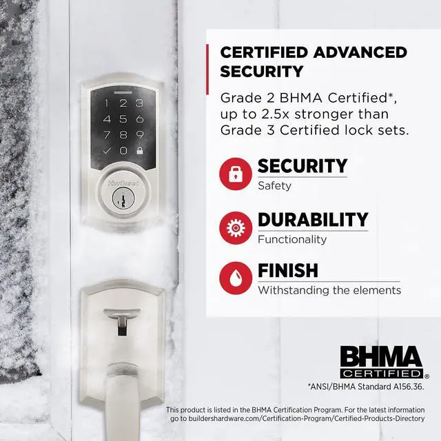 Alt view image 4 of 7 - Kwikset SmartCode 270 Keyless Entry Electronic Touchpad Deadbolt Door Lock with Auto-Lock, Custom User Codes, Advanced Security in Satin Nickel Traditional