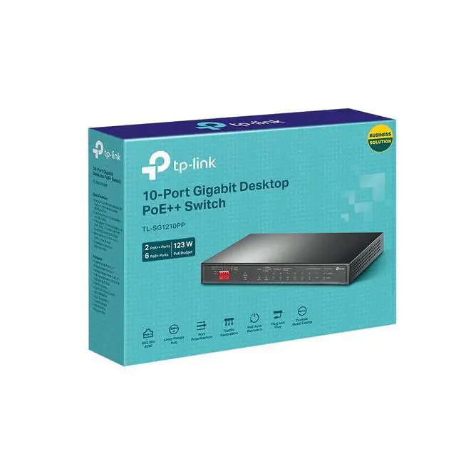 Alt view image 3 of 3 - TL-SG1210PP | 8 Port PoE Switch | 6 PoE+ and 2 PoE++ Ports @123W, w/ 2 Uplink Gigabit Ports + 1 Combo SFP Slot | Plug & Play | Priority, Extend & Isolation Mode | QoS, IGMP, PoE Auto Recovery