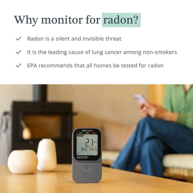 Alt view image 3 of 4 - Airthings 325 Corentium Home 2 Smart Digital Radon Detector - Portable and Easy-to-use Radon Testing with Bluetooth connectivity and Humidity & Temperature Sensors