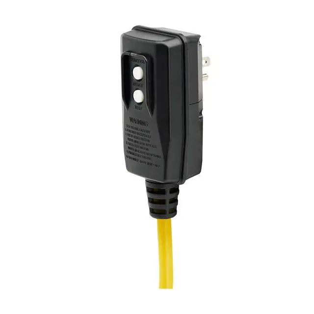 Alt view image 3 of 6 - Eaton TLM609GF Heavy Duty Power Strip with GFCI Plug, Yellow Metal Housing, 6 Outlets, 9 Foot / 2.7 Meter Cord, Keyhole Mounting Slots, Industrial Garage Work Shop Bench