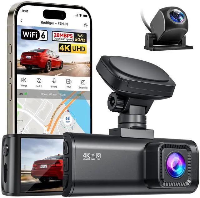 Main image of F7N-N 4K Dash Cam Front and Rear 1080P, 5.8GHz WiFi6-Swift 20 MB/s | 2160P/FHD Car Camera, Precise GPS APP, 3.18" Screen, WDR Night Vision, 170° Wide Angle, Rotatable Mount, 24H Parking Mode