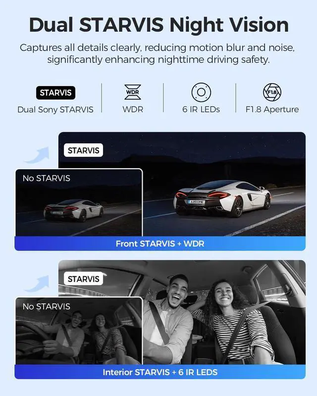 Alt view image 4 of 7 - M550 Max 4K 3 Channel Dash Cam Front Rear and Inside, Dual STARVIS 2 | 4K+1080P+2.5K, Motion Detection Parking Monitor, Built-in WiFi & GPS, 64GB Card Included, IR Night Vision, WDR, OTA Updates