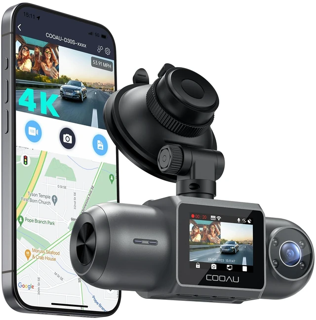 Main image of D30S 4K Dash Cam with GPS Wi-Fi, Front and Inside Dual 2.5K 1080P, Uber Car Camera with Infrared Night Vision, Supercapacitor, 4 IR LEDs, G-Sensor, Parking Mode, Loop Recording