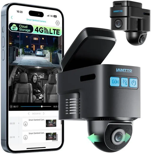 Main image of LAMTTO 4G LTE Dash Cam Front and Inside, Dual Dash Camera with Remote Live View via App, Real-Time GPS Tracking,Radar Parking Monitor, Anti-Theft Car Security Camera for Drivers, Fleet & Family Safety