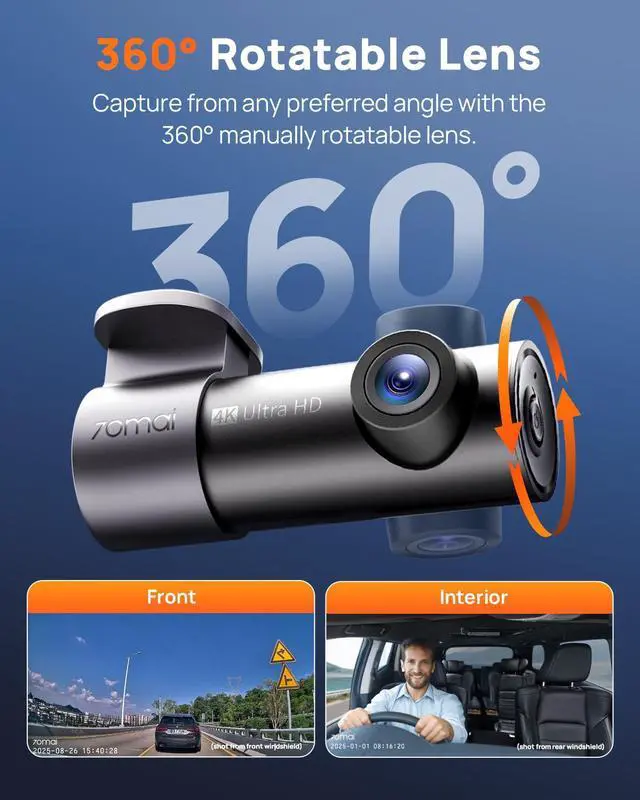 Alt view image 5 of 7 - M310 Plus 4K Dash Cam Front with Night Vision, 140° Wide Angle Dash Camera for Cars, WiFi Dashcam with App, Parking Mode, G-Sensor, Loop Recording, Voice Control, Easy Install Car Camera