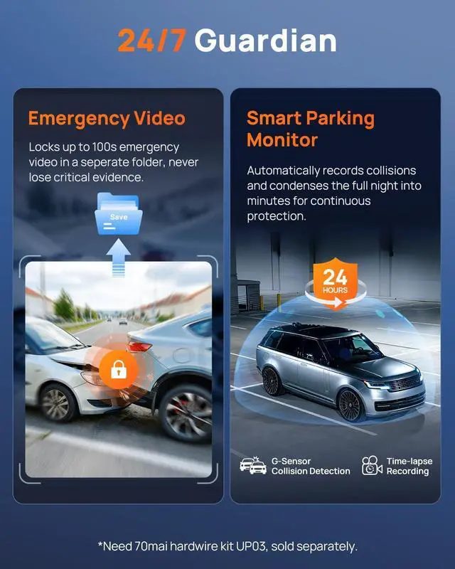 Alt view image 2 of 7 - M310 Plus 4K Dash Cam Front with Night Vision, 140° Wide Angle Dash Camera for Cars, WiFi Dashcam with App, Parking Mode, G-Sensor, Loop Recording, Voice Control, Easy Install Car Camera