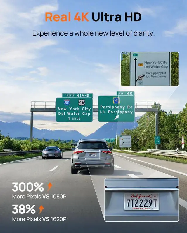 Alt view image 6 of 7 - M310 Plus 4K Dash Cam Front with Night Vision, 140° Wide Angle Dash Camera for Cars, WiFi Dashcam with App, Parking Mode, G-Sensor, Loop Recording, Voice Control, Easy Install Car Camera