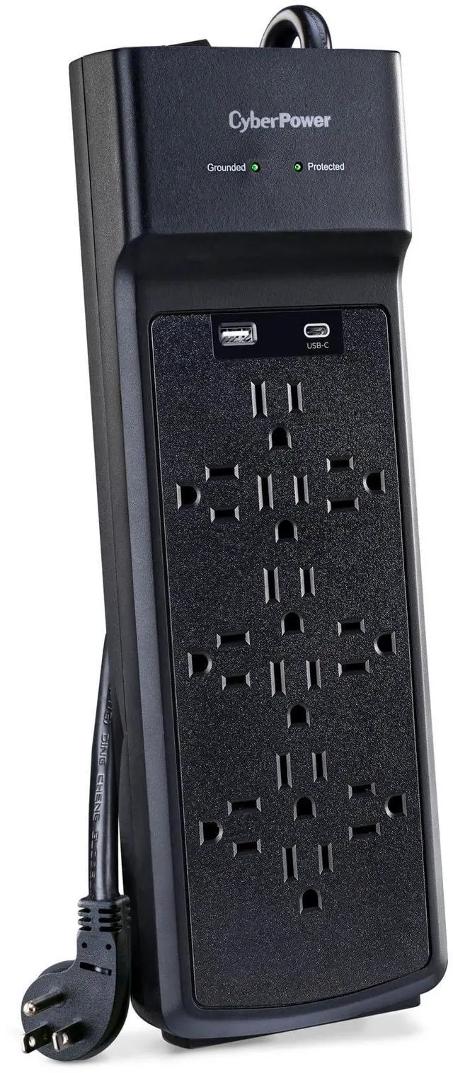 Main image of CSP1206UC Surge Protector | 3000J, 12 Outlets, 1 USB-A, 1 USB-C, 6 Foot Power Cord, Black, ETL