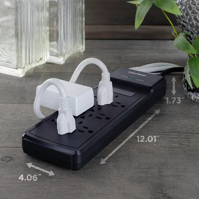 Alt view image 4 of 7 - CSB1206 Essential Surge Protector | 3600J, 125V, 15A, 12 Outlets, 6 Foot Power Cord, Black, ETL Listed