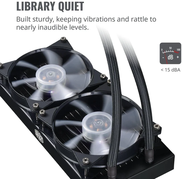 Alt view image 4 of 7 - Cooler Master MasterLiquid LC240E RGB Close-Loop AIO CPU Liquid Cooler, 240mm Radiator, Dual Chamber RGB Pump, Dual MF120R RGB Fans, RGB Lighting for AMD Ryzen/Intel LGA1151