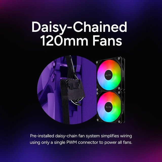 Alt view image 7 of 7 - Cooler Master Elite Liquid 240 AIO Liquid CPU Cooler, ARGB | AMD AM5/AM4 & Intel LGA1851/1700 Support Cooler, 240mm, Dual-Chamber Pump, 2x Low-Noise ARGB PWM Fans, Easy Installation