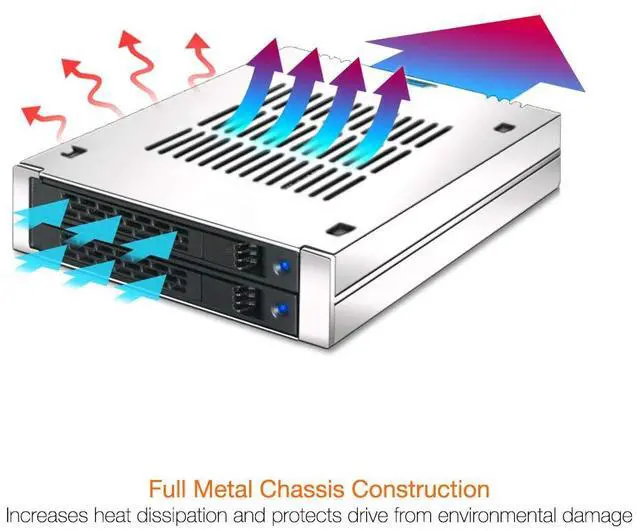 Alt view image 6 of 7 - 2 Bay 2.5 SAS/SATA HDD/SSD Mobile Rack for External 3.5 Bay | ExpressCage MB742SP-B