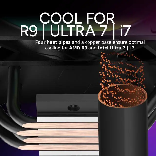 Alt view image 3 of 7 - Hyper 212 PRO ARGB CPU Air Cooler 120mm High Performance PWM Fan, 4 Copper Heat Pipes, Sleek Design Top Cover, Low Noise & Easy Installation, AMD AM5/AM4 & Intel LGA 1851/1700