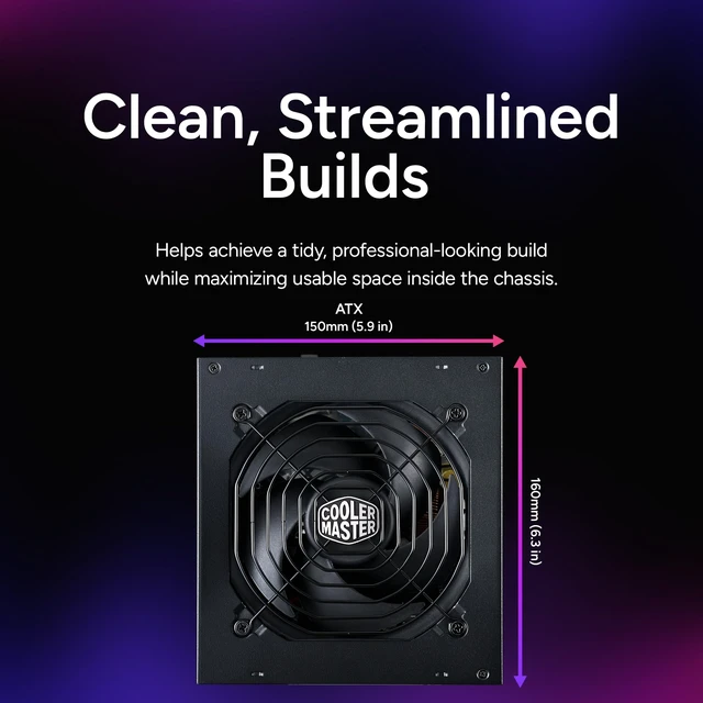 Alt view image 3 of 7 - Cooler Master MWE Gold 850 V2 Power Supply, Fully Modular | Certification Cybenetics Gold & Noise Standard +, 80 PLUS Gold, 850W, Semi-Fanless Low Noise, Fully Modular