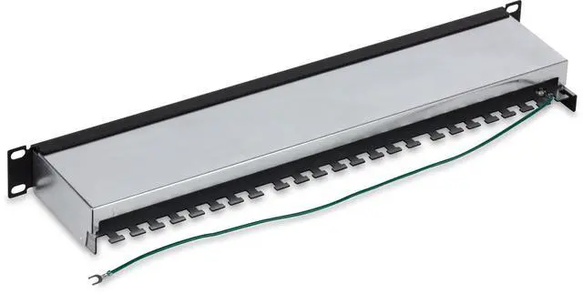 Alt view image 3 of 7 - 24-Port Cat6A Shielded Patch Panel, 1U 19" Metal Housing, 10G Ready, Cat5e,Cat6,Cat6A Compatible, Cable Management, Color-Coded Labeling for T568A and T568B Wiring, Black, TC-P24C6AS