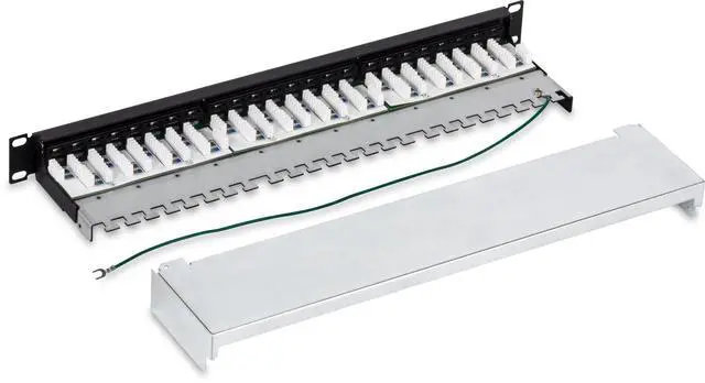 Alt view image 4 of 7 - 24-Port Cat6A Shielded Patch Panel, 1U 19" Metal Housing, 10G Ready, Cat5e,Cat6,Cat6A Compatible, Cable Management, Color-Coded Labeling for T568A and T568B Wiring, Black, TC-P24C6AS